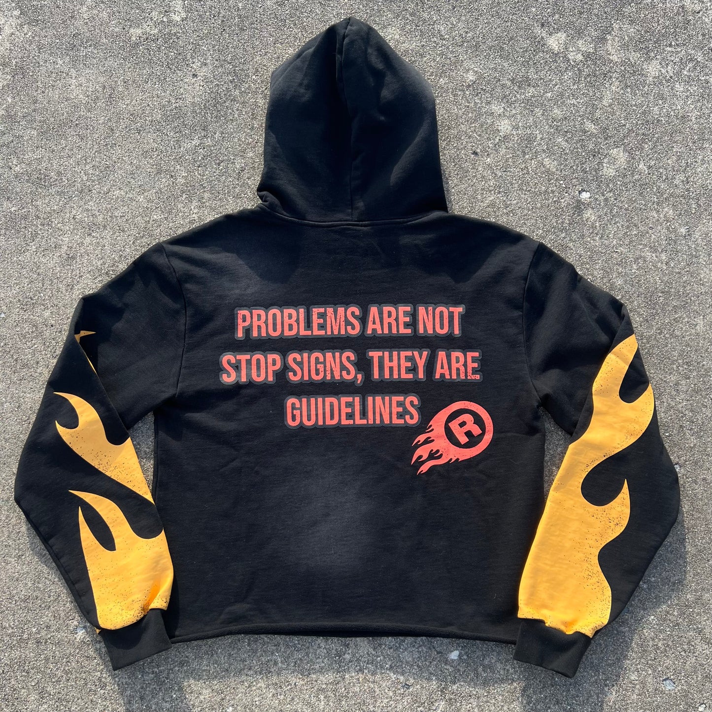 ISITGANG “PROBLEMS ARE NOT STOP SIGNS” OVERSIZED CROPPED HOODIE