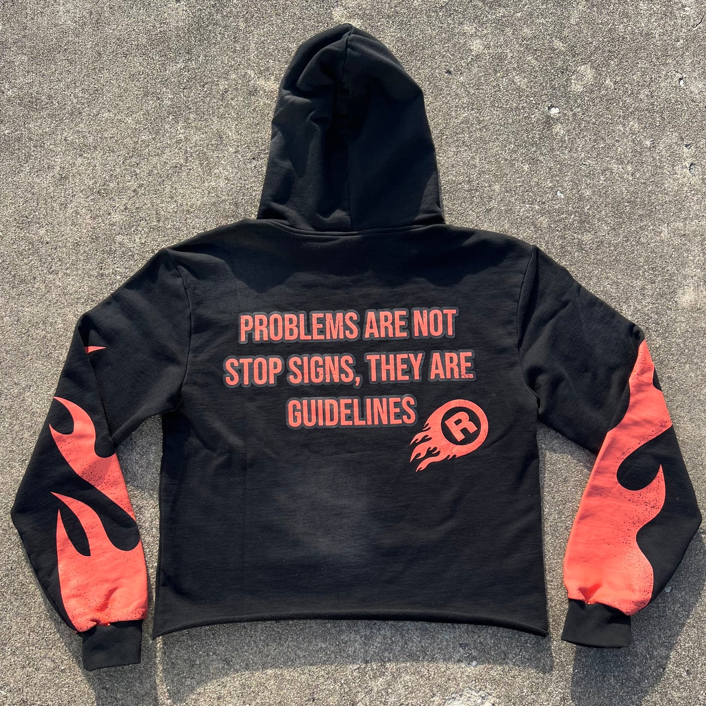 ISITGANG “PROBLEMS ARE NOT STOP SIGNS” OVERSIZED CROPPED HOODIE